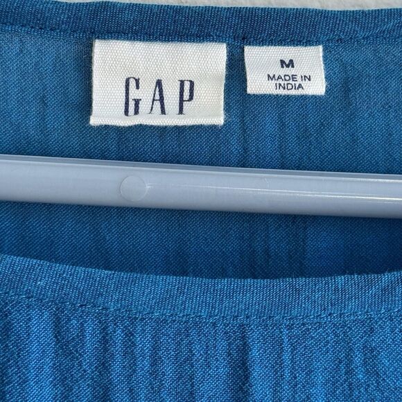 Gap Tiered Ruffle Blouse Size M Teal 3/4 Butterfly Sleeves Top - Picture 2 of 8